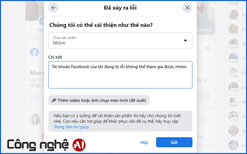 Lỗi không tham gia được nhóm trên Facebook