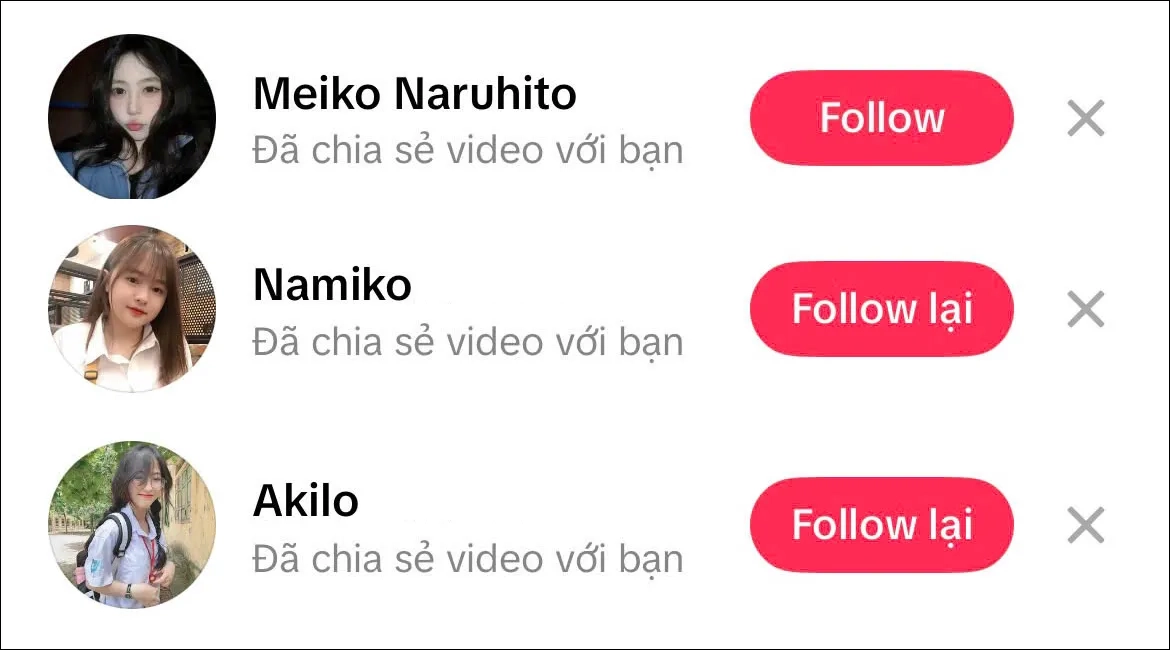 TikTok hiển thị đã chia sẻ video với bạn