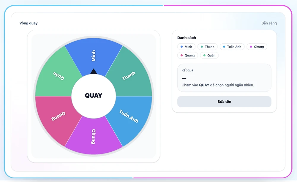 Vòng quay ăn nhậu - Chọn người ngẫu nhiên