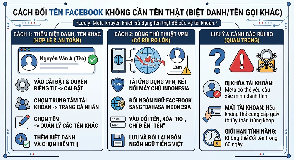 C&aacute;ch đổi t&ecirc;n Facebook kh&ocirc;ng cần t&ecirc;n thật