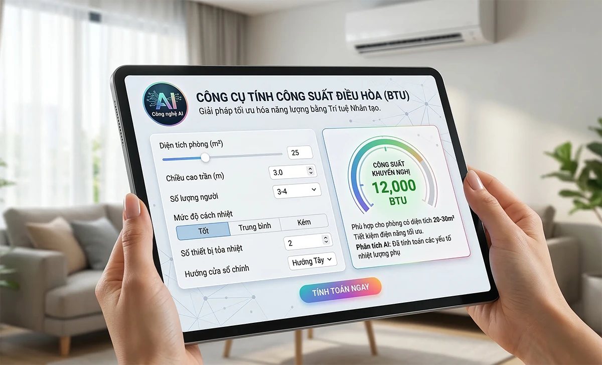 Công cụ tính công suất điều hòa BTU online