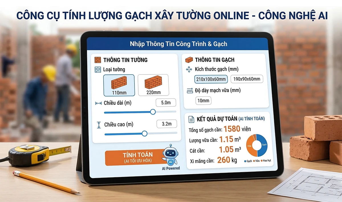 Công Cụ Tính Lượng Gạch Xây Tường Online