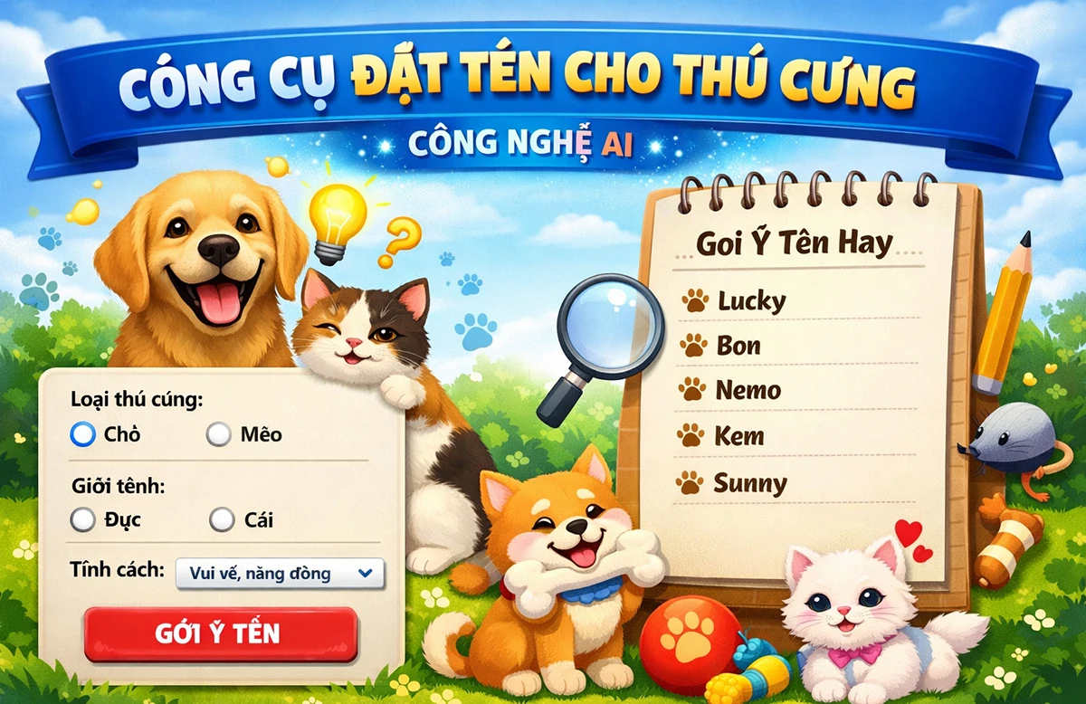 Công cụ đặt tên cho thú cưng random tên hay cho chó mèo