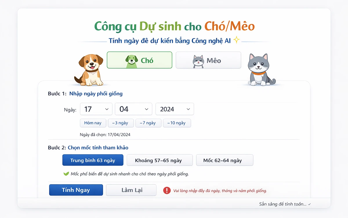 Dự sinh cho chó mèo - Tính ngày đẻ dự kiến