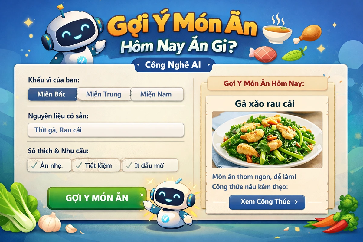 Gợi ý món ăn - Hôm nay ăn gì? Quay ngẫu nhiên để chọn món ăn