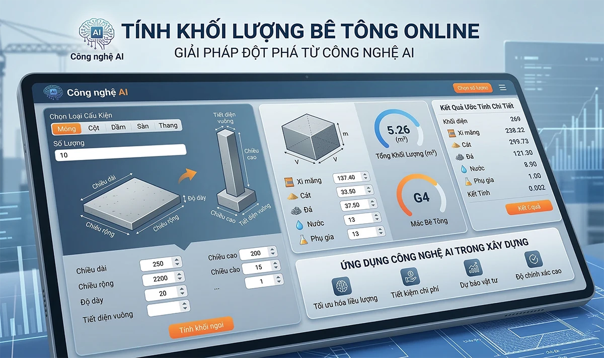 Công cụ tính khối lượng bê tông online