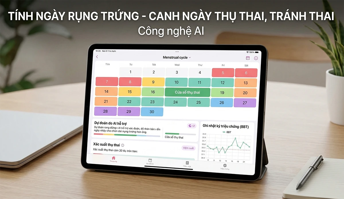 Tính ngày rụng trứng - Theo dõi chu kỳ, canh ngày thụ thai tránh thai